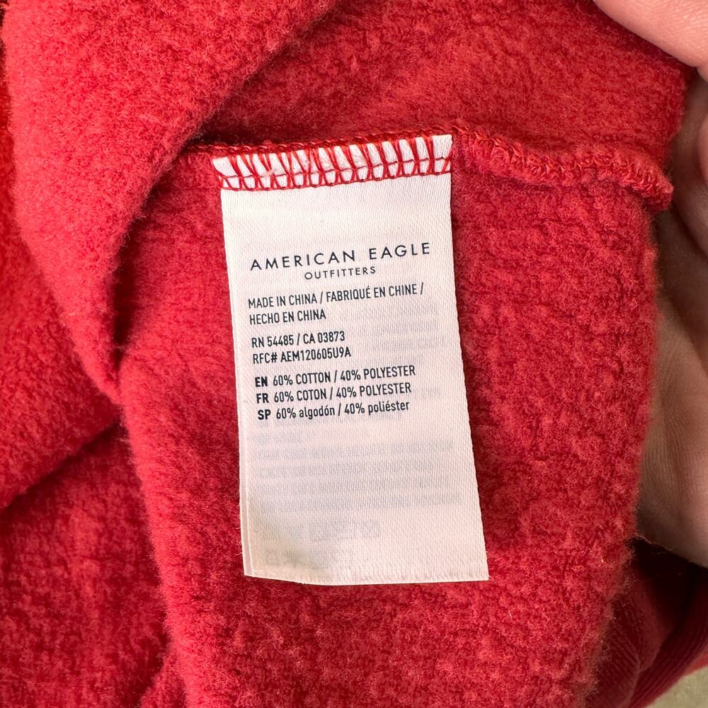 American Eagle AE 1977 Red 1/3 Zip Pullover Striped Trim Sweater Size Small - Picture 7 of 8